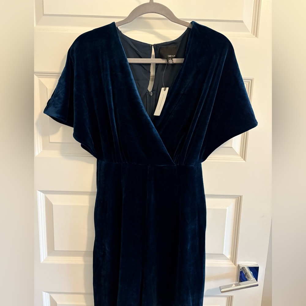 Anthropologie Greylin Deep Blue Velvet Jumpsuit